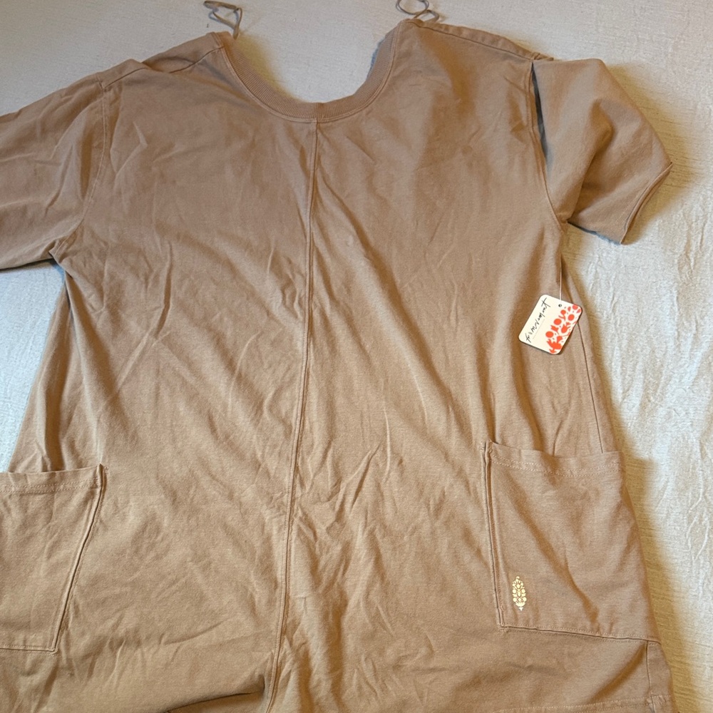 Free People Movement Tan Short Sleeve Romper